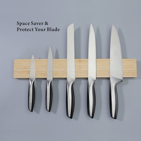KitchenDAO Bamboo Magnetic Knife Rack - 17in