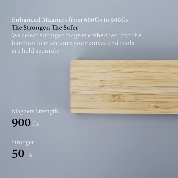 KitchenDAO Bamboo Magnetic Knife Rack - 17in