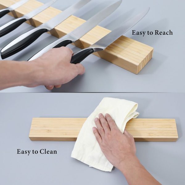 KitchenDAO Bamboo Magnetic Knife Rack - 17in