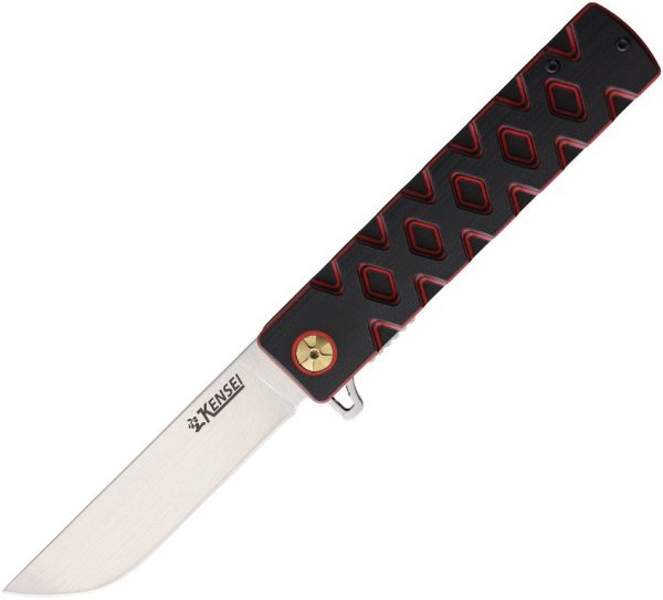 Kensei Linerlock Folding Knife - Black/Red G10