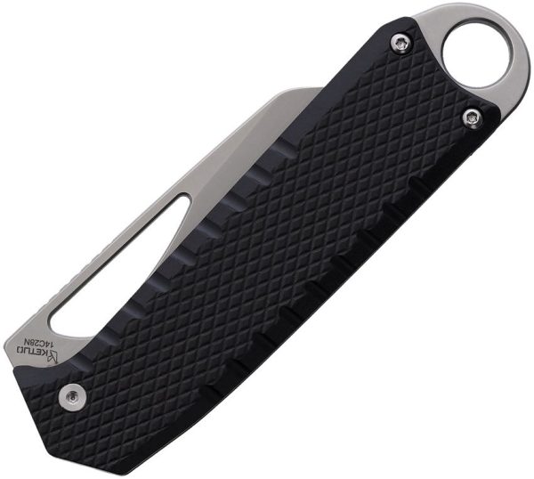 Ketuo Ventr Button Linerlock Folding Knife 14C28N Tanto Black