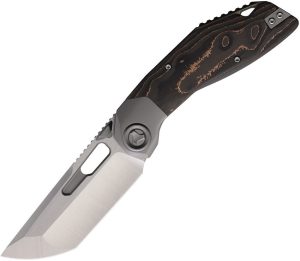 Ketuo Yakuza Framelock M390 Stonewash Folding Knife Gray Titanium