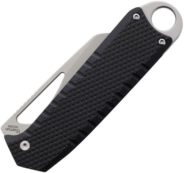 Ketuo Ventr Button Lock Folding Knife 14C28N Tanto Black G10