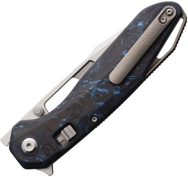 Ketuo Triad Button Linerlock M390 Blue CF