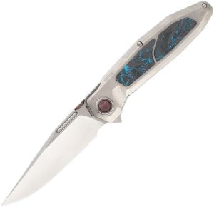 Ketuo Bratva Linerlock M390 Titanium Folding Knife Blue CF
