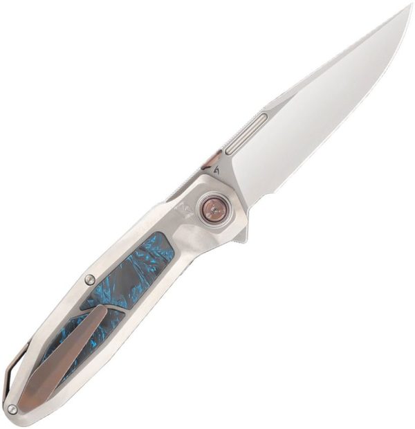Ketuo Bratva Linerlock M390 Titanium Folding Knife Blue CF
