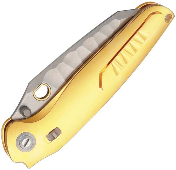Ketuo Dirty Bird Button Lock Gold Folding Knife M390 Titanium