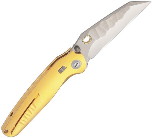 Ketuo Dirty Bird Button Lock Gold Folding Knife M390 Titanium