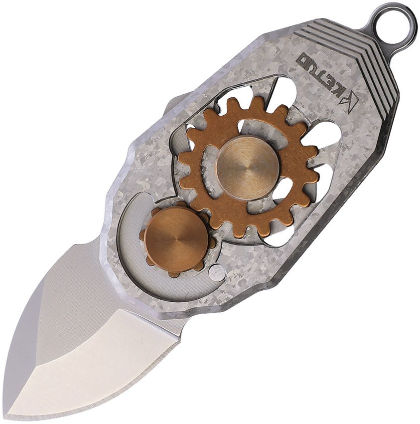 Ketuo Beetle Folder Crystalized Silver Titanium M390 Blade