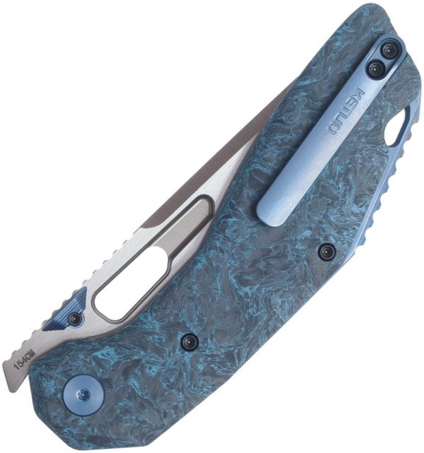 Ketuo Yakuza Linerlock Folding Knife 154CM Tanto Blue Carbon Fiber