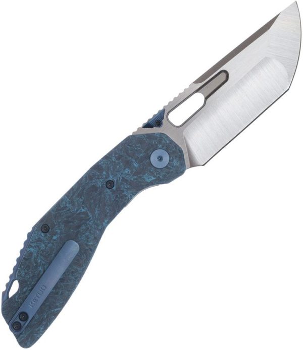 Ketuo Yakuza Linerlock Folding Knife 154CM Tanto Blue Carbon Fiber