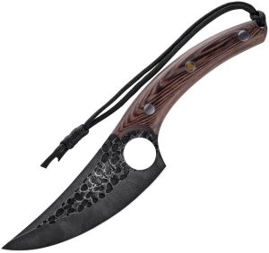 Ketuo Butcher Knife 5.5" Hammered Stainless Fixed Blade Walnut