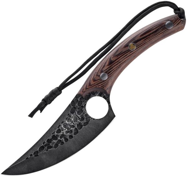 Ketuo Butcher Knife 5.5" Hammered Stainless Fixed Blade Walnut