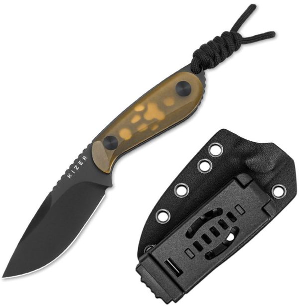 Kizer Buddy Fixed Blade Drop Point - Amber PEI