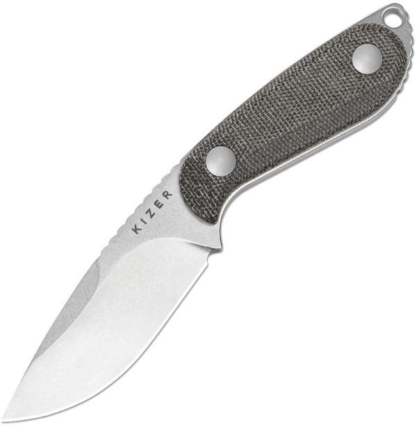 Kizer Buddy Fixed Blade Drop Point - Canvas Micarta