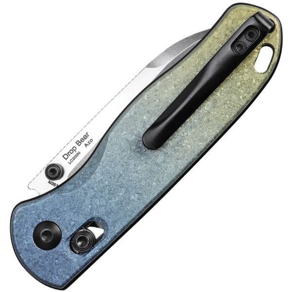 Kizer Drop Bear Clutch Lock LC200N Blue Gold Titanium