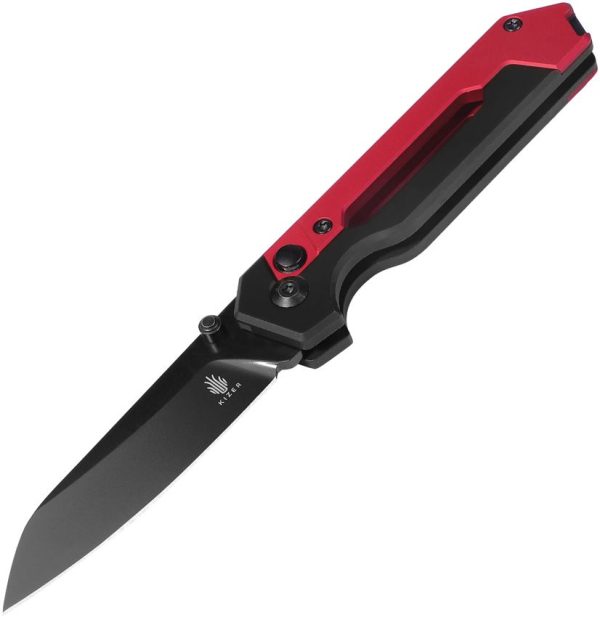 Kizer Hyper Button Lock Blk/Red - S35VN