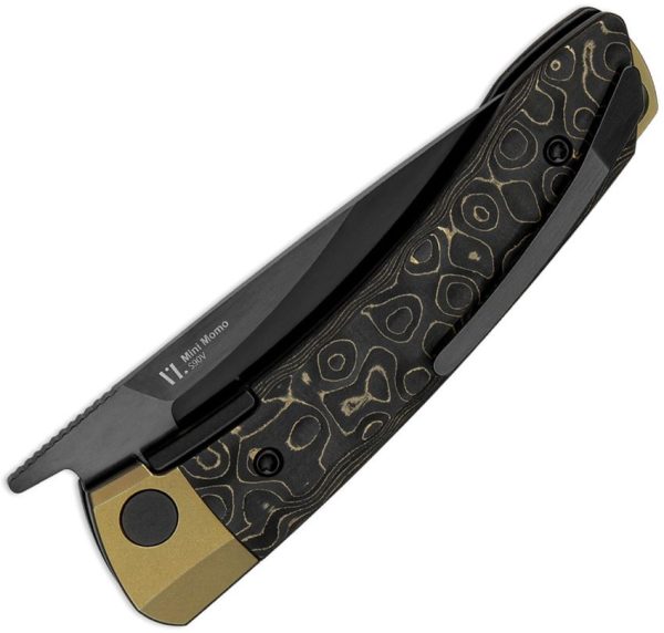 Kizer Mini MoMo Linerlock S90V DLC - Gold CF