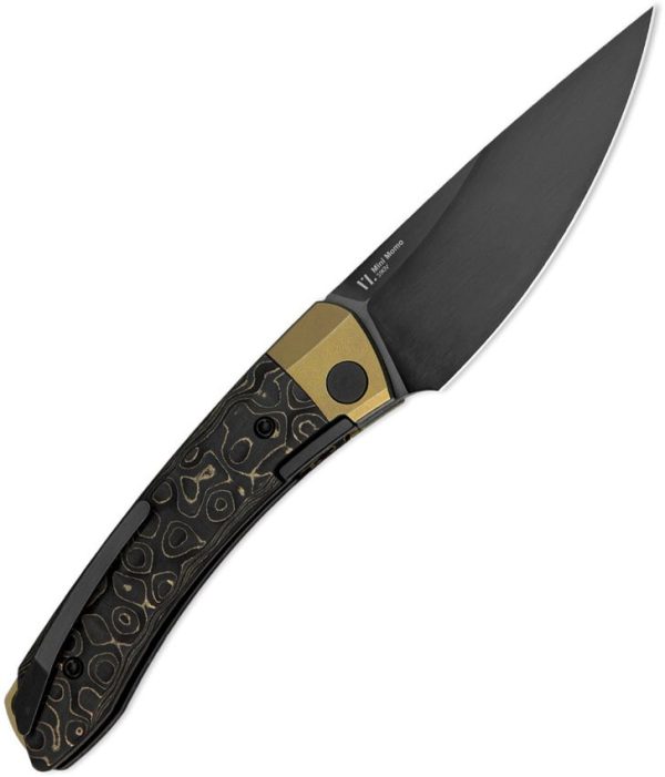 Kizer Mini MoMo Linerlock S90V DLC - Gold CF