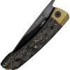Kizer Mini MoMo Linerlock S90V DLC - Gold CF