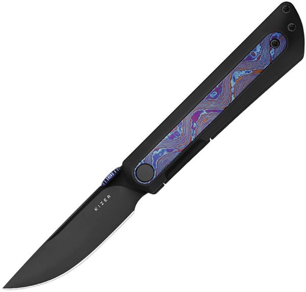 Kizer Cutlery Quoll Framelock Black DLC Timascus