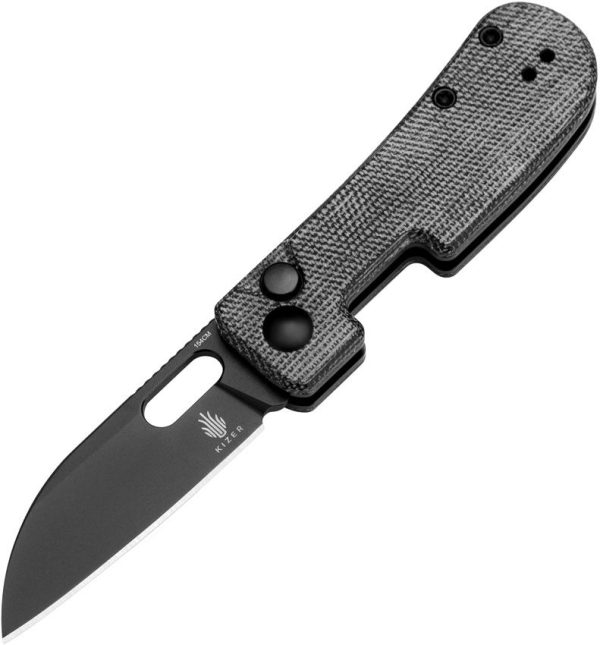 KIV2676C1.jpg Kizer Banish Button Lock 154CM Black Sheepsfoot