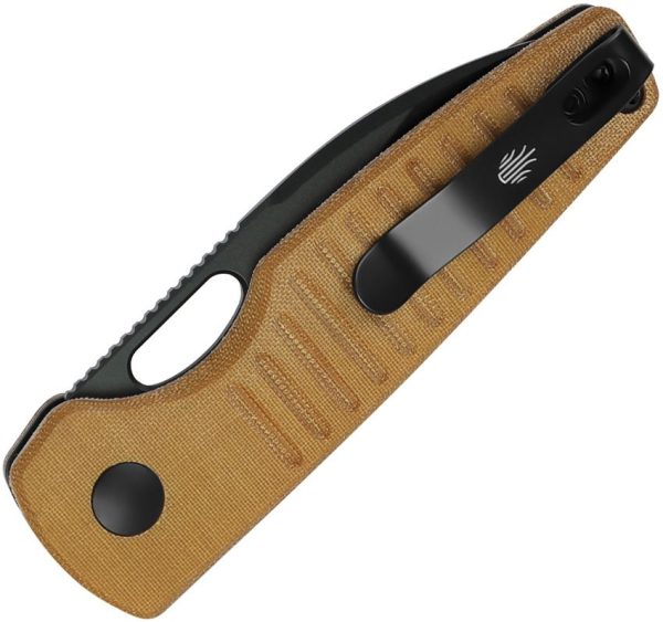 Kizer Parakeet Button Lock Folding Knife - Brown Micarta