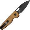Kizer Parakeet Button Lock Folding Knife - Brown Micarta
