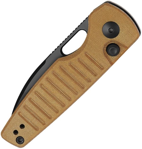 Kizer Parakeet Button Lock Folding Knife - Brown Micarta