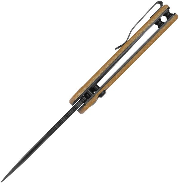 Kizer Parakeet Button Lock Folding Knife - Brown Micarta