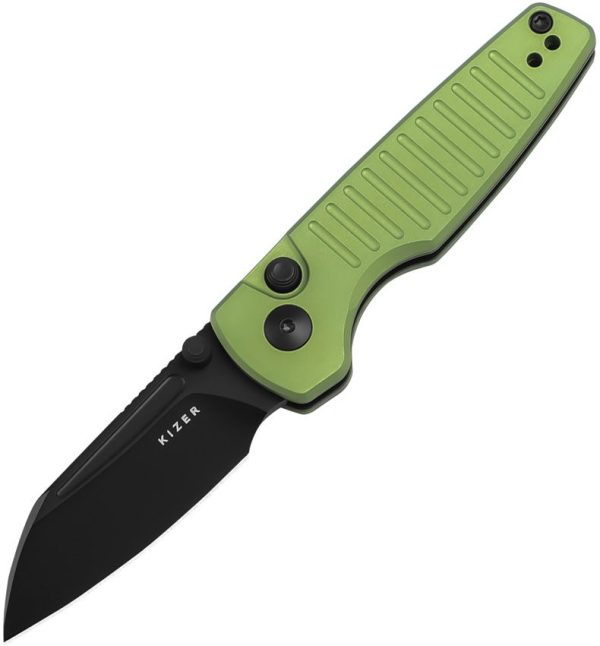 Kizer Parakeet Button Lock - Green Aluminum Handle
