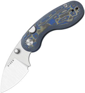 Kizer Cutlery Vortex Folding Knife - Blue and Black Micarta