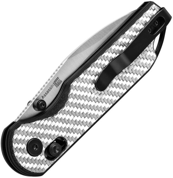 Kizer Assassin Clutch Lock Silver Carbon Fiber