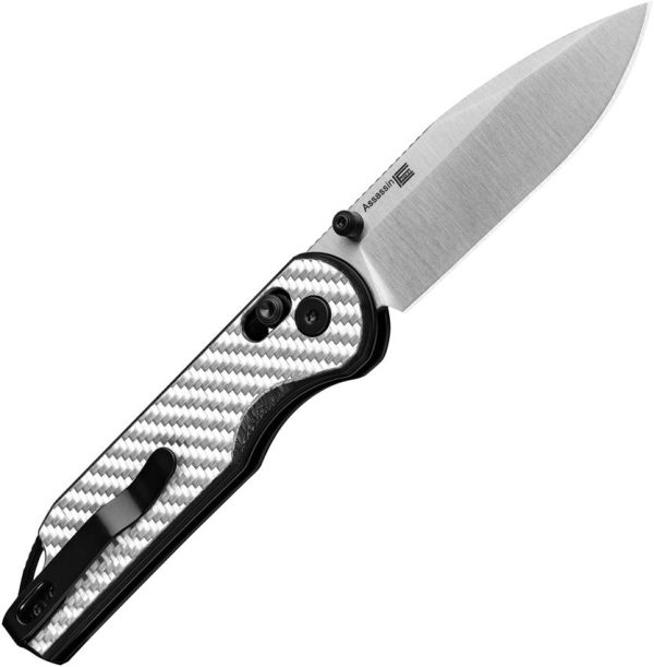 Kizer Assassin Clutch Lock Silver Carbon Fiber