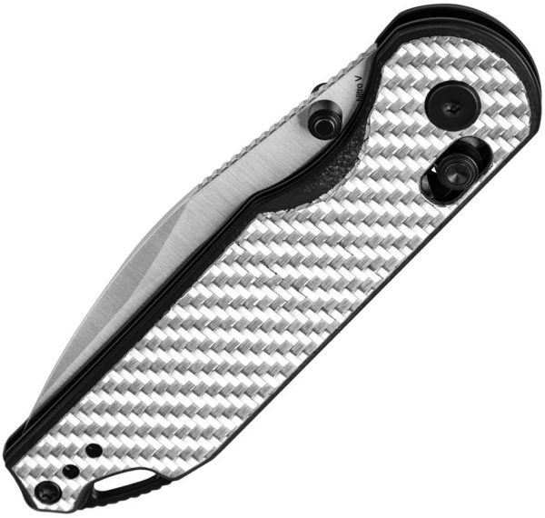 Kizer Assassin Clutch Lock Silver Carbon Fiber