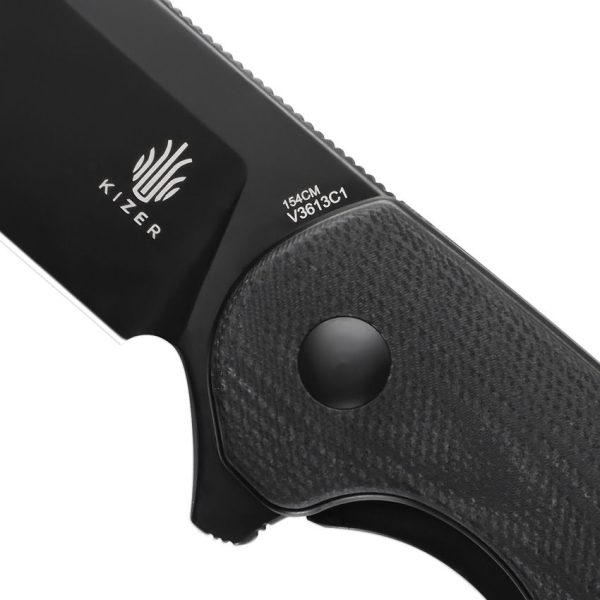 Kizer Cozy Linerlock Black Canvas Micarta