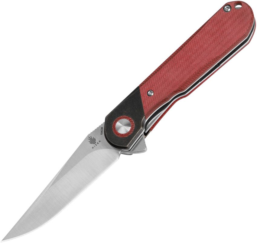 Kizer Cutlery Comet Folding Knife Linerlock 2.88" 154CM Red Micarta
