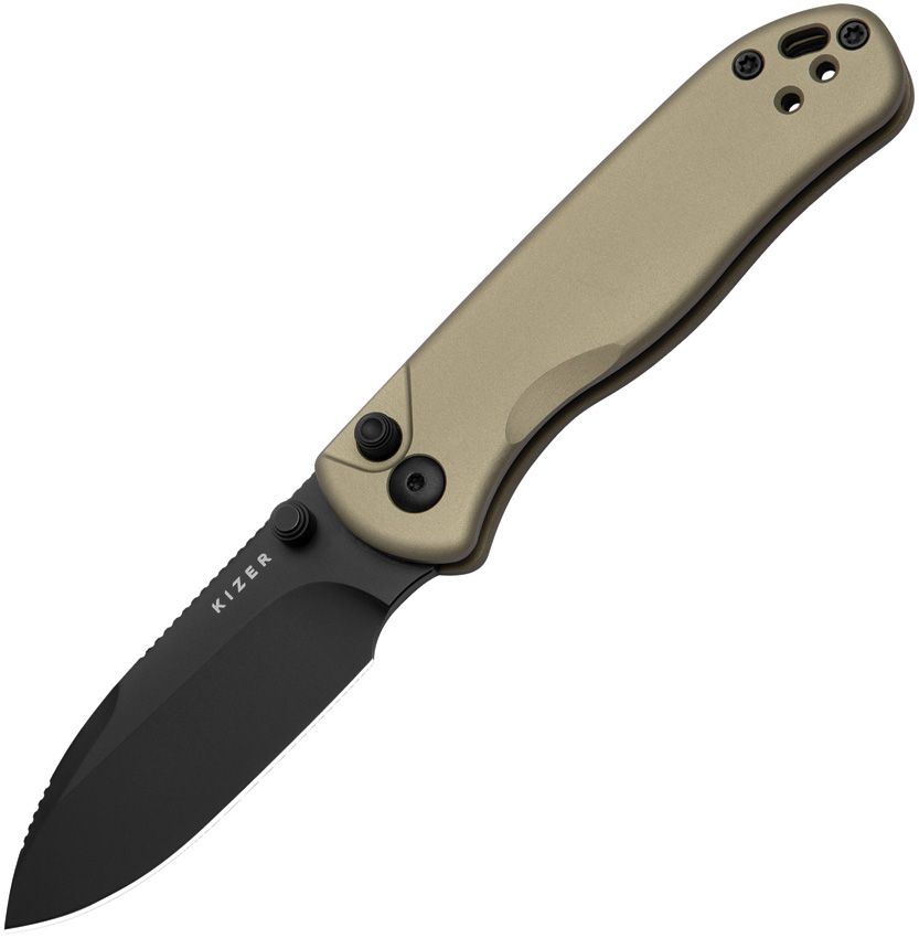 Kizer Cutlery Drop Bear 2 Button Lock Folding Knife 3in Nitro V