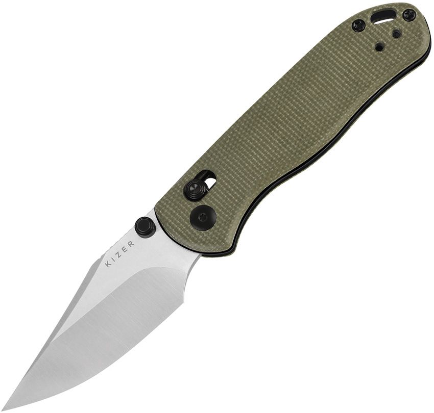 Kizer Cutlery Drop Bear 2 Clutch Lock Folding Knife Green Canvas Micarta