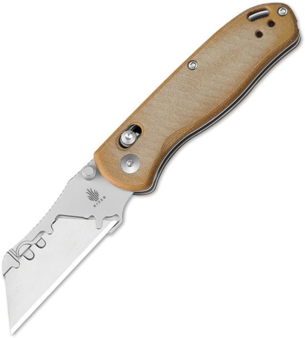 Kizer Drop Bear Utility Clutch Natural Micarta Handle