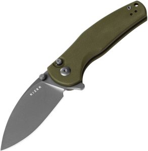 Kizer Mini Grouper Button Lock - OD Green G10 D2