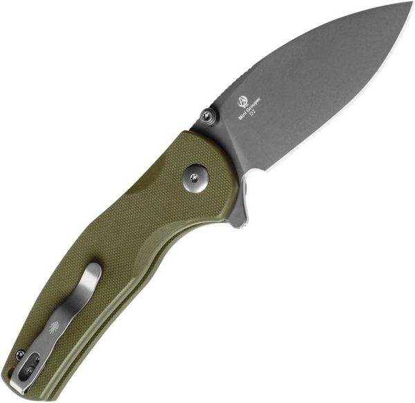 Kizer Mini Grouper Button Lock - OD Green G10 D2