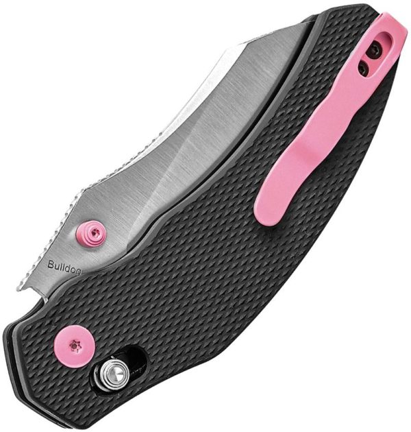 Kizer Bulldog Clutch Lock - Black/Pink 154CM Sheepsfoot
