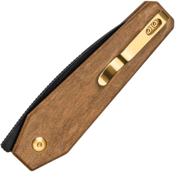 Kizer Cutlery Tomb Button Lock Folding Knife - Wood Handle