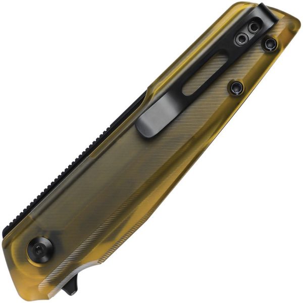 Kizer Skinner Linerlock Amber PEI Reverse Tanto