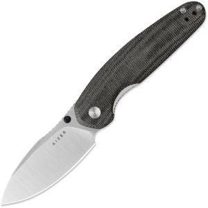 Kizer Meteora Linerlock Black Canvas Micarta