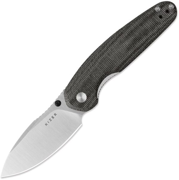 Kizer Meteora Linerlock Black Canvas Micarta