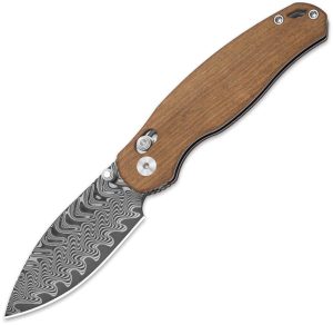Kizer Phoca CD Clutch Lock - Brown Wood Damascus