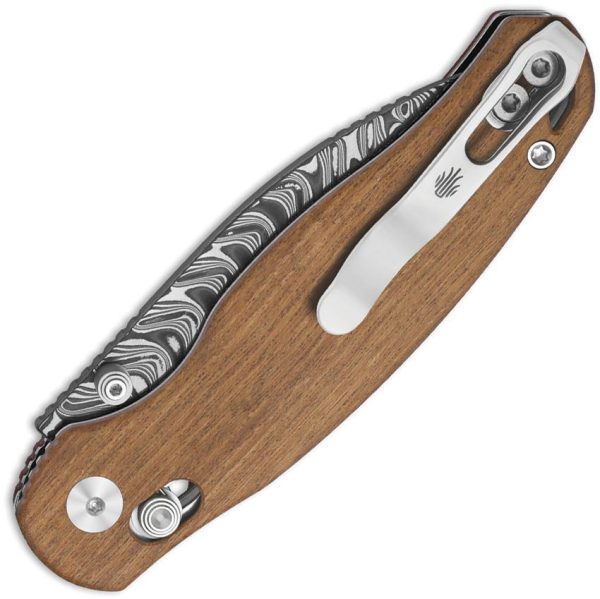 Kizer Phoca CD Clutch Lock - Brown Wood Damascus