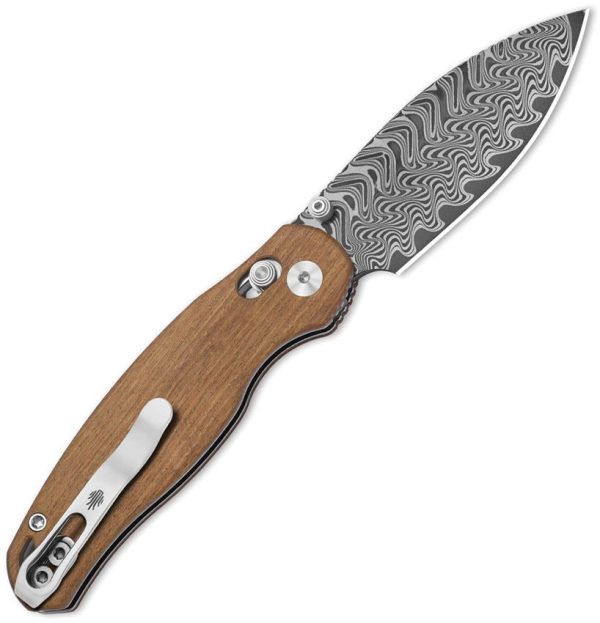 Kizer Phoca CD Clutch Lock - Brown Wood Damascus